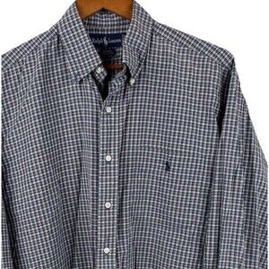 Ralph Lauren Dress shirt Men Plaid Pony Blaire Button Casual Large